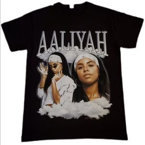 Aaliyah black rap T-shirt hiphop unisex fashion